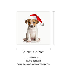 Parson Russell Terrier Puppy ceramic coasters set of 4, size 3.75 inches