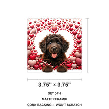 Portuguese Water Dog ceramic coasters set of 4, size 3.75 inches