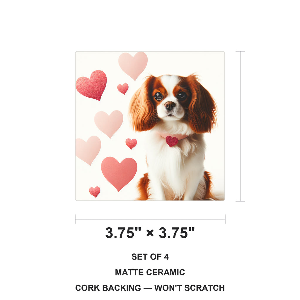 Cavalier King Charles Spaniel ceramic coasters set of 4, size 3.75 inches