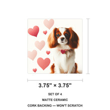 Cavalier King Charles Spaniel ceramic coasters set of 4, size 3.75 inches