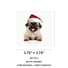 Tibetan Spaniel Puppy ceramic coasters set of 4, size 3.75 inches