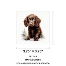 Boykin Spaniel Puppy Drawing ceramic coasters set of 4, size 3.75 inches