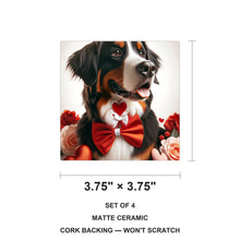 Bernese Mountain Dog ceramic coasters set of 4, size 3.75 inches