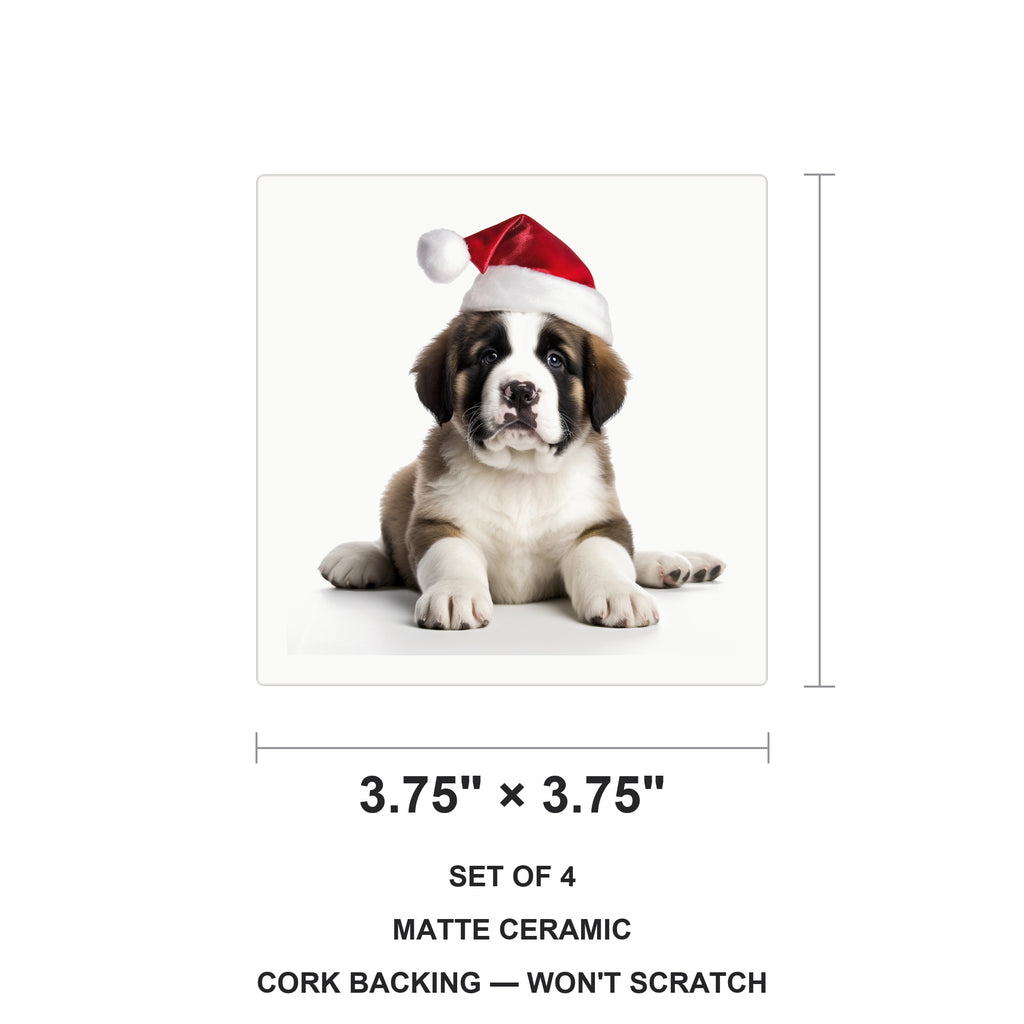 St. Bernard Puppy ceramic coasters set of 4, size 3.75 inches