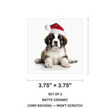 St. Bernard Puppy ceramic coasters set of 4, size 3.75 inches
