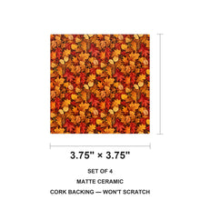 Autumn Leaves ceramic coasters set of 4, size 3.75 inches