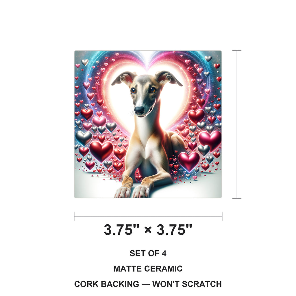Italian Greyhound ceramic coasters set of 4, size 3.75 inches
