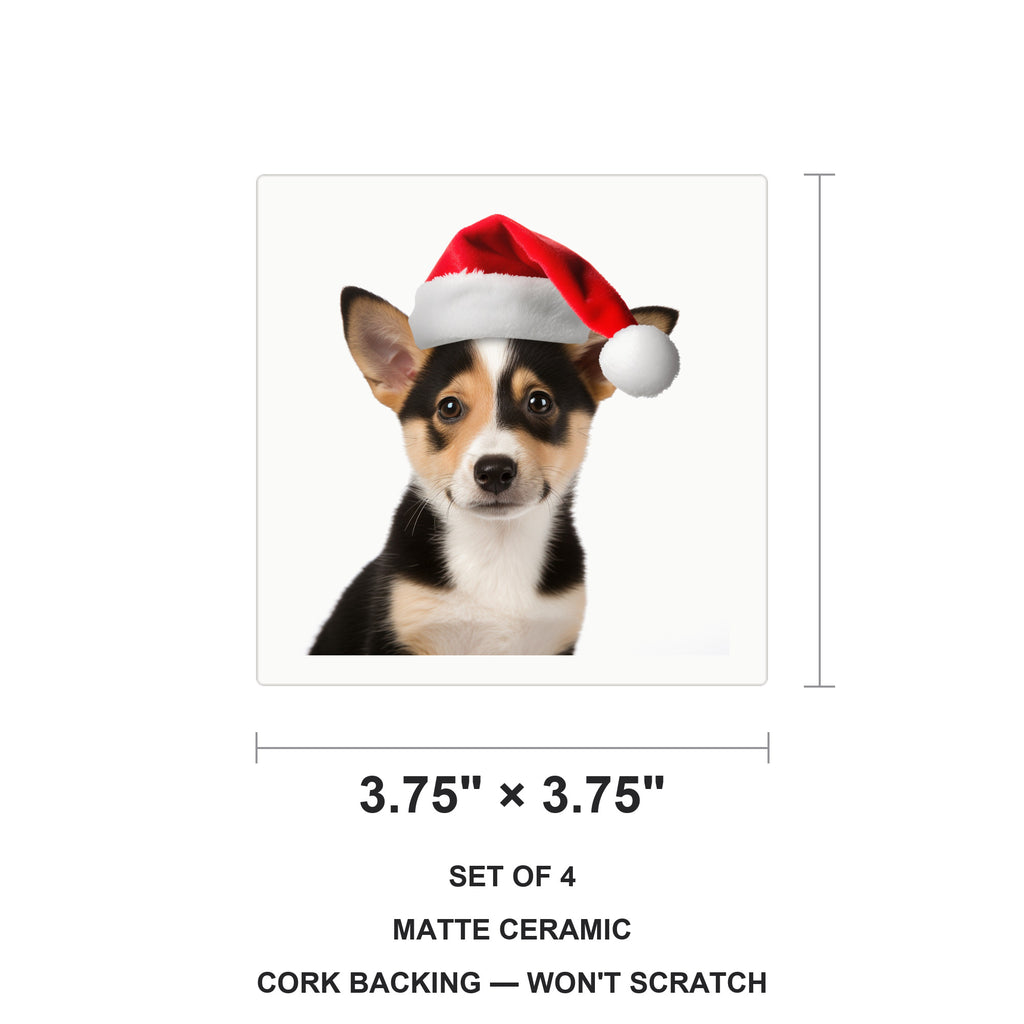 Canaan Dog Puppy ceramic coasters set of 4, size 3.75 inches