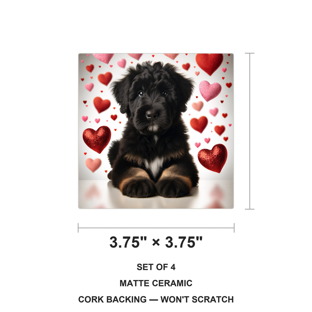 Bernedoodle ceramic coasters set of 4, size 3.75 inches