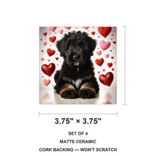 Bernedoodle ceramic coasters set of 4, size 3.75 inches