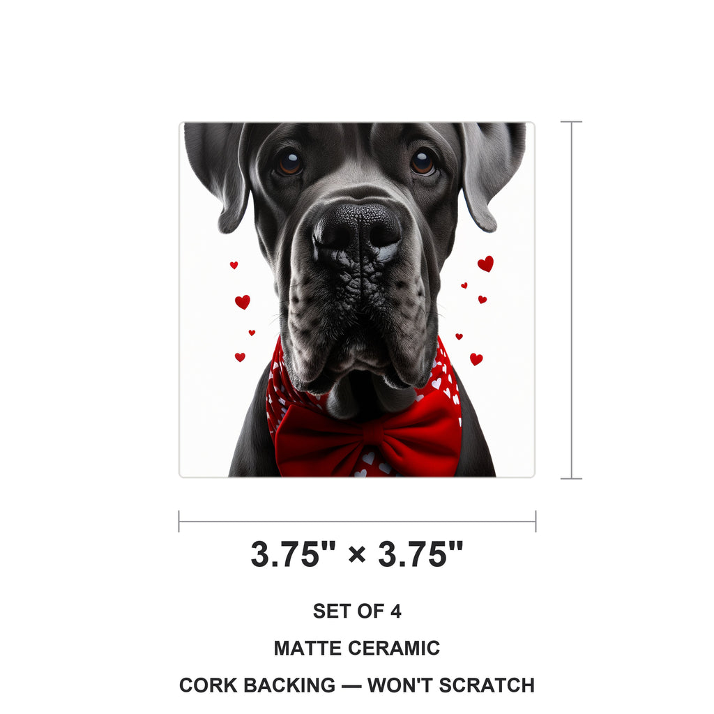 Great Dane ceramic coasters set of 4, size 3.75 inches