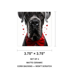 Great Dane ceramic coasters set of 4, size 3.75 inches