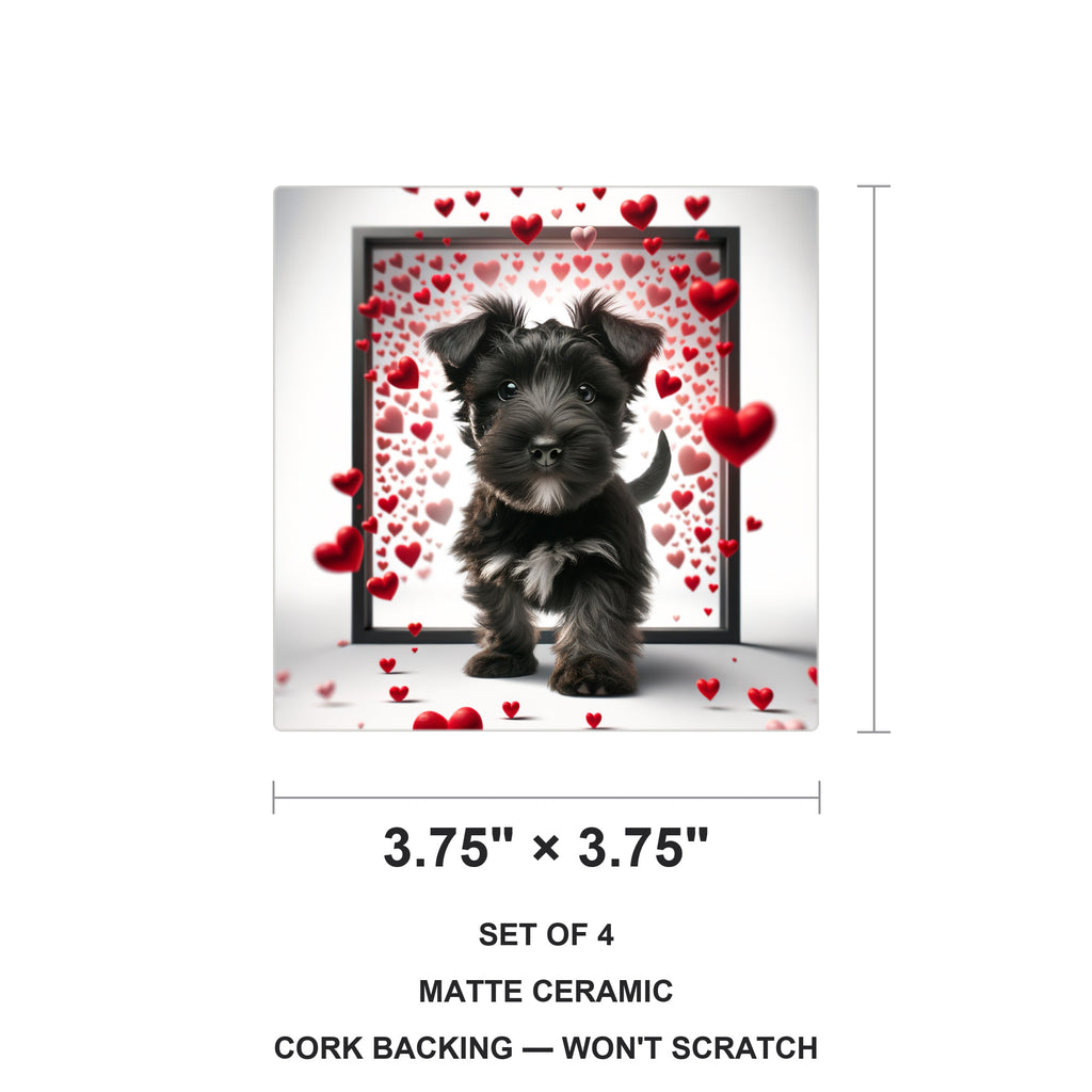 Scottish Terrier ceramic coasters set of 4, size 3.75 inches