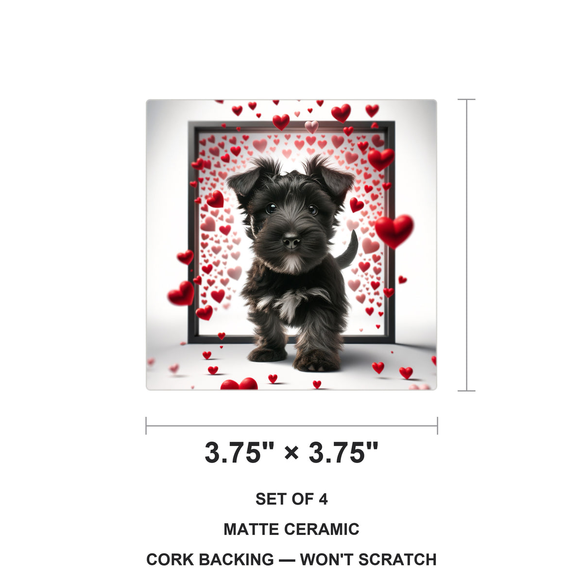 Scottish Terrier ceramic coasters set of 4, size 3.75 inches