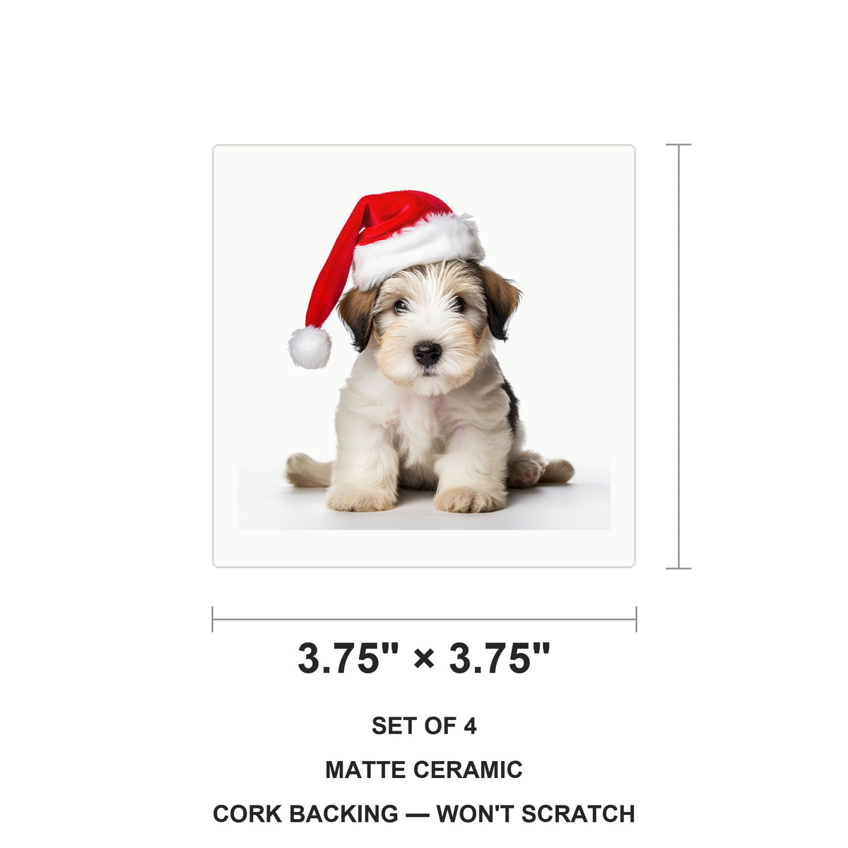 Sealyham Terrier Puppy ceramic coasters set of 4, size 3.75 inches