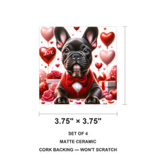 French Bulldog ceramic coasters set of 4, size 3.75 inches