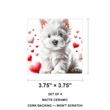 West Highland White Terrier ceramic coasters set of 4, size 3.75 inches