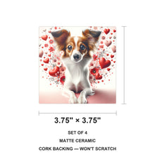 Papillon ceramic coasters set of 4, size 3.75 inches