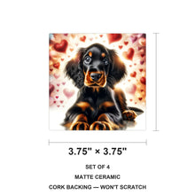 Gordon Setter ceramic coasters set of 4, size 3.75 inches
