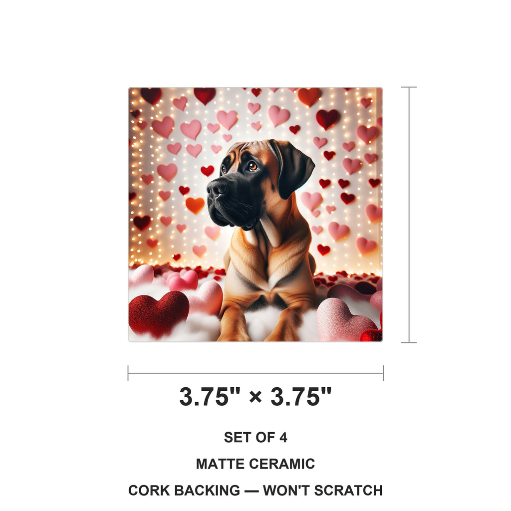 Great Dane ceramic coasters set of 4, size 3.75 inches