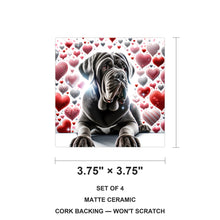 Neapolitan Mastiff ceramic coasters set of 4, size 3.75 inches
