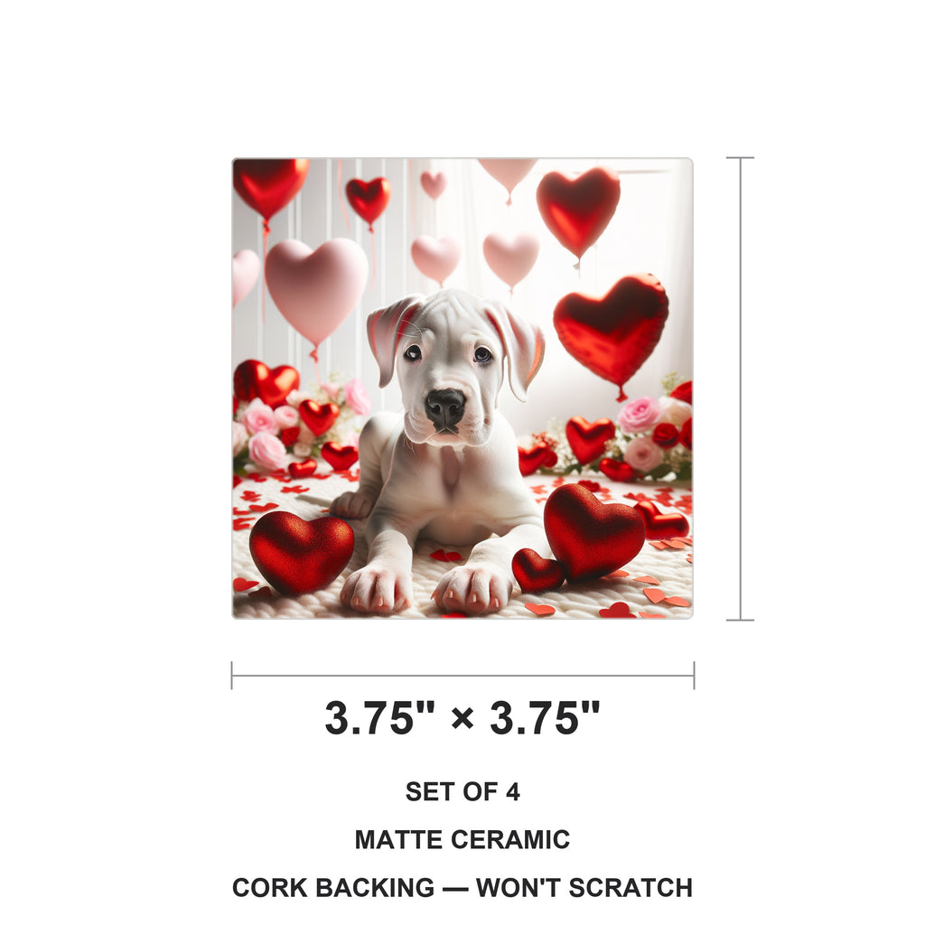 Dogo Argentino ceramic coasters set of 4, size 3.75 inches