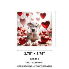 Dogo Argentino ceramic coasters set of 4, size 3.75 inches