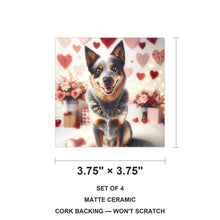 Australian Cattle Dog ceramic coasters set of 4, size 3.75 inches