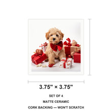 Russian Toy Puppy ceramic coasters set of 4, size 3.75 inches