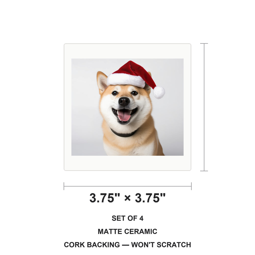Shiba Inu ceramic coasters set of 4, size 3.75 inches