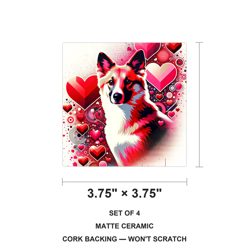 Pembroke Welsh Corgi ceramic coasters set of 4, size 3.75 inches