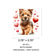 Yorkshire Terrier ceramic coasters set of 4, size 3.75 inches