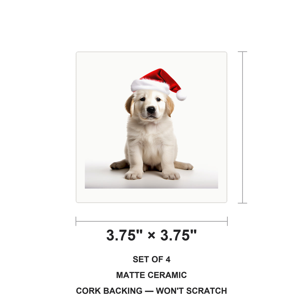 Great Pyrenees Puppy ceramic coasters set of 4, size 3.75 inches