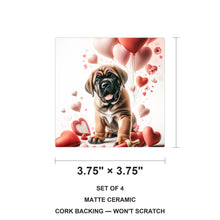 Mastiff ceramic coasters set of 4, size 3.75 inches