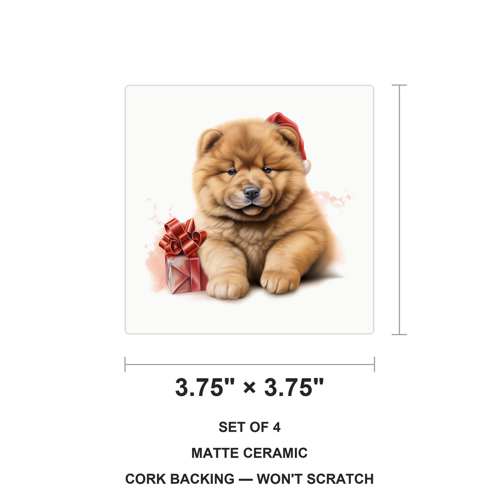 Chow Chow Puppy Drawing ceramic coasters set of 4, size 3.75 inches