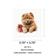 Chow Chow Puppy Drawing ceramic coasters set of 4, size 3.75 inches