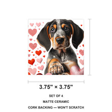 Bluetick Coonhound ceramic coasters set of 4, size 3.75 inches