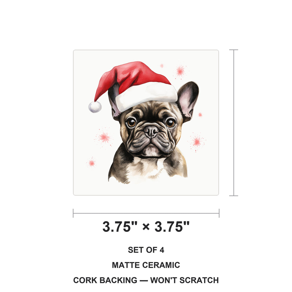 French Bulldog Drawing ceramic coasters set of 4, size 3.75 inches
