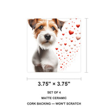 Jack Russell Terrier ceramic coasters set of 4, size 3.75 inches