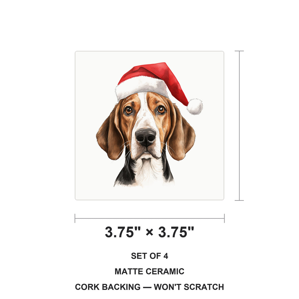 English Foxhound ceramic coasters set of 4, size 3.75 inches