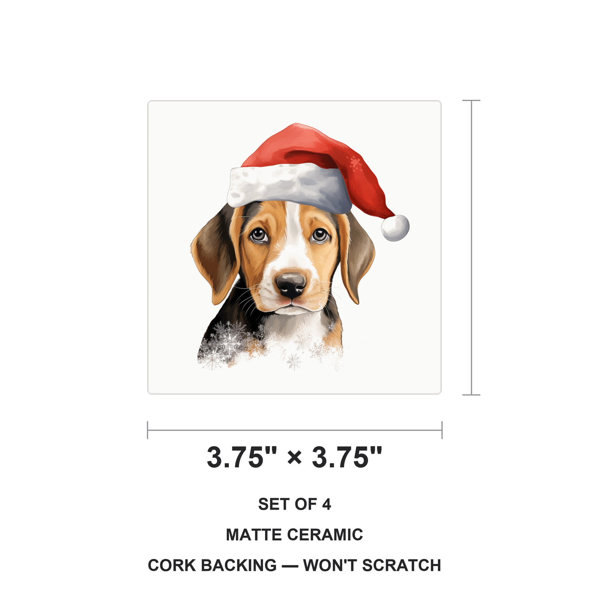 American Foxhound Puppy Drawing ceramic coasters set of 4, size 3.75 inches