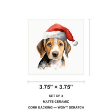 American Foxhound Puppy Drawing ceramic coasters set of 4, size 3.75 inches