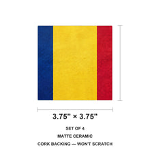 Romania Flag Pride ceramic coasters set of 4, size 3.75 inches