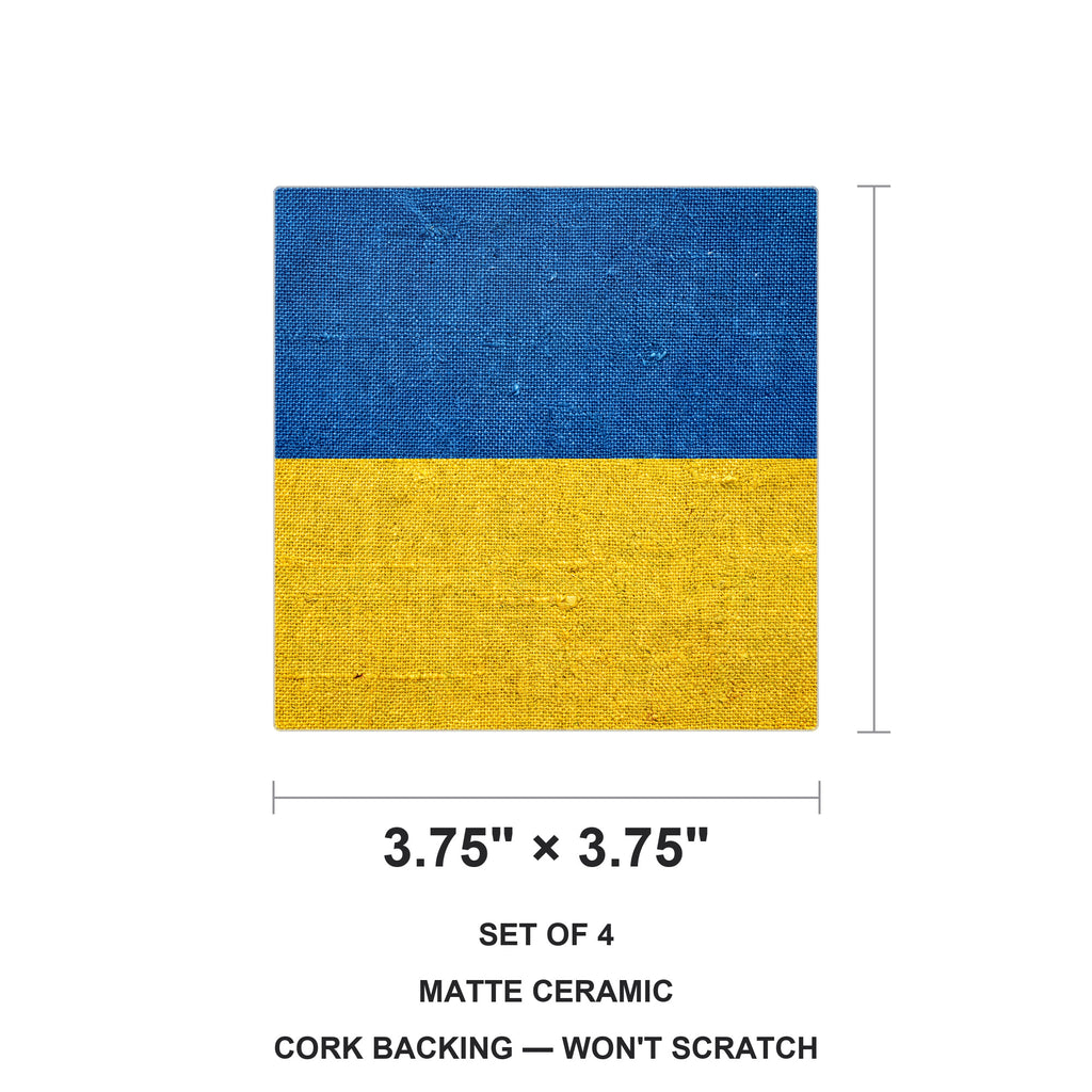 Ukraine Flag Pride ceramic coasters set of 4, size 3.75 inches