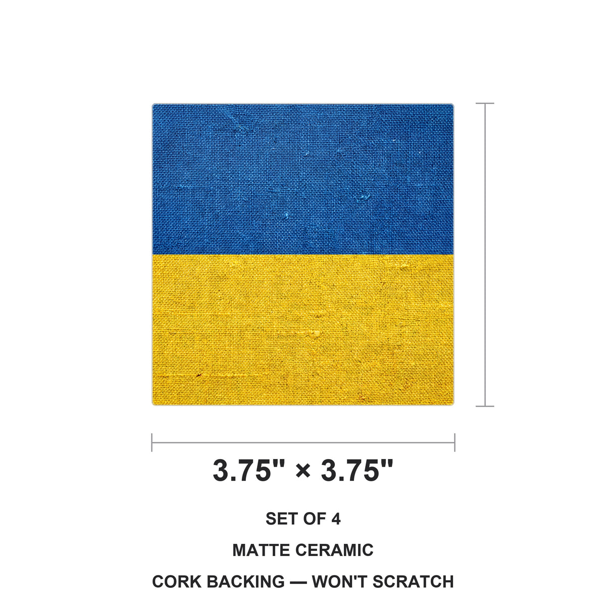 Ukraine Flag Pride ceramic coasters set of 4, size 3.75 inches