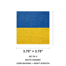Ukraine Flag Pride ceramic coasters set of 4, size 3.75 inches
