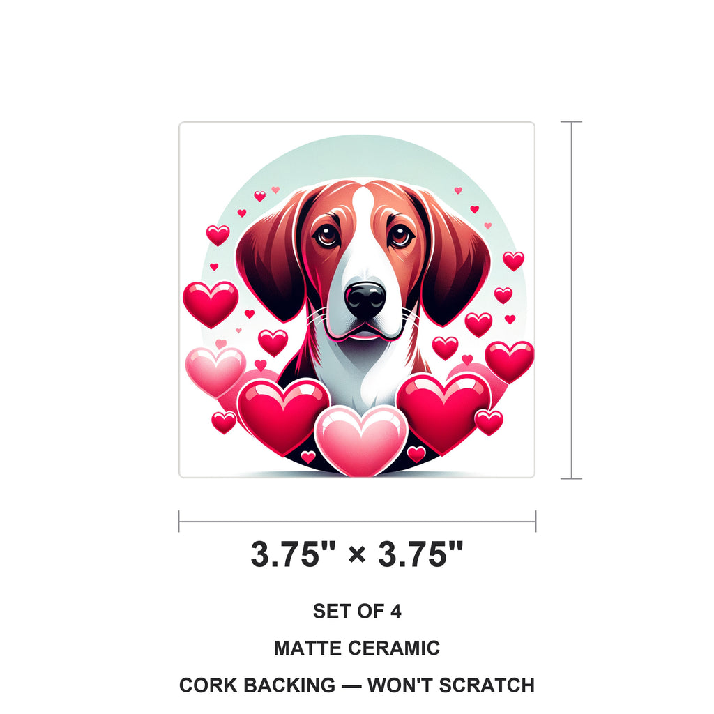 Beagle ceramic coasters set of 4, size 3.75 inches