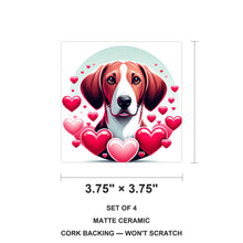 Beagle ceramic coasters set of 4, size 3.75 inches
