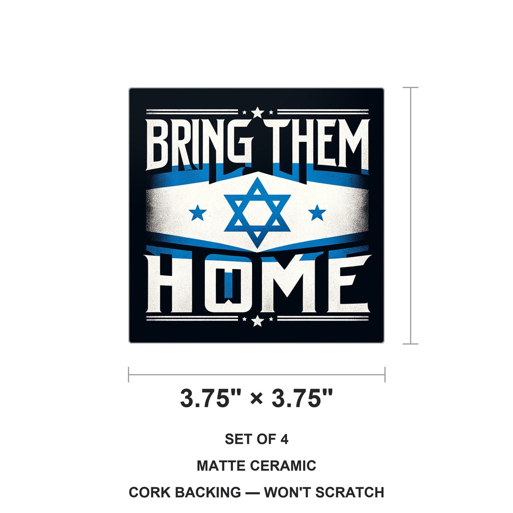 Blue Star Banner ceramic coasters set of 4, size 3.75 inches