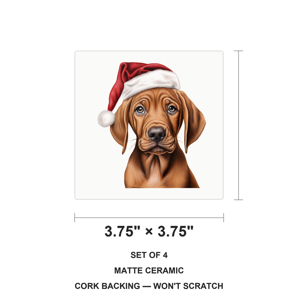 Redbone Coonhound Puppy Drawing ceramic coasters set of 4, size 3.75 inches